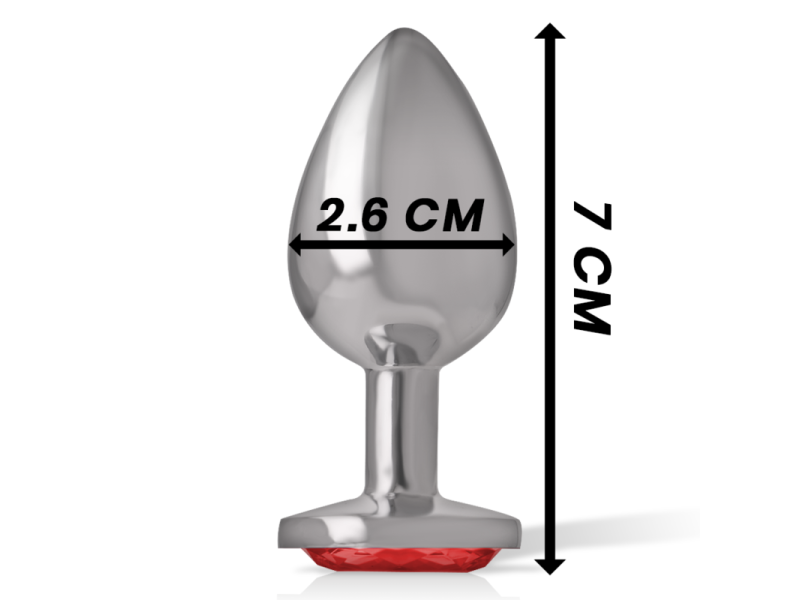 INTENSE - ALUMINUM METAL ANAL PLUG WITH RED CRYSTAL SIZE S