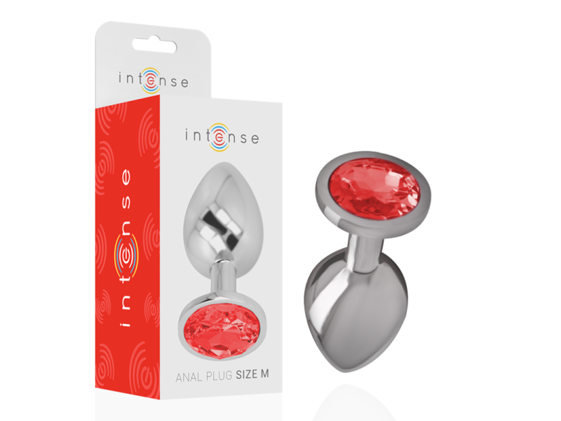 INTENSE - METAL ANAL PLUG WITH RED CRYSTAL SIZE M