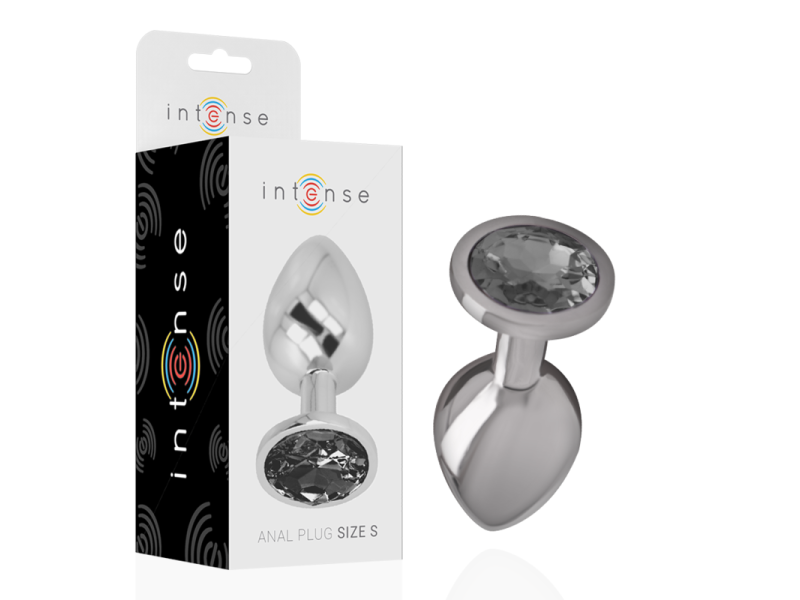 INTENSE - ALUMINUM METAL ANAL PLUG WITH BLACK CRYSTAL SIZE S