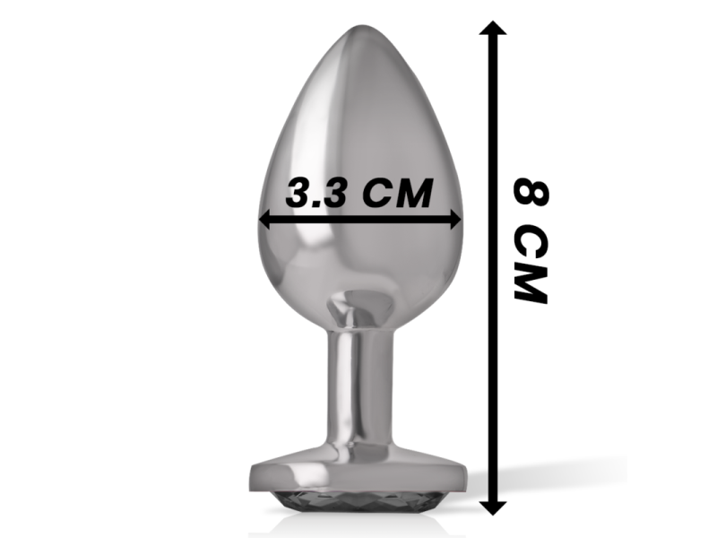 INTENSE - ALUMINUM METAL ANAL PLUG WITH BLACK GLASS SIZE M