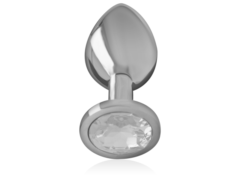 INTENSE - ALUMINUM METAL ANAL PLUG WITH SILVER CRYSTAL SIZE M