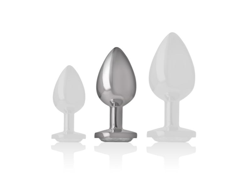 INTENSE - ALUMINUM METAL ANAL PLUG WITH SILVER CRYSTAL SIZE M