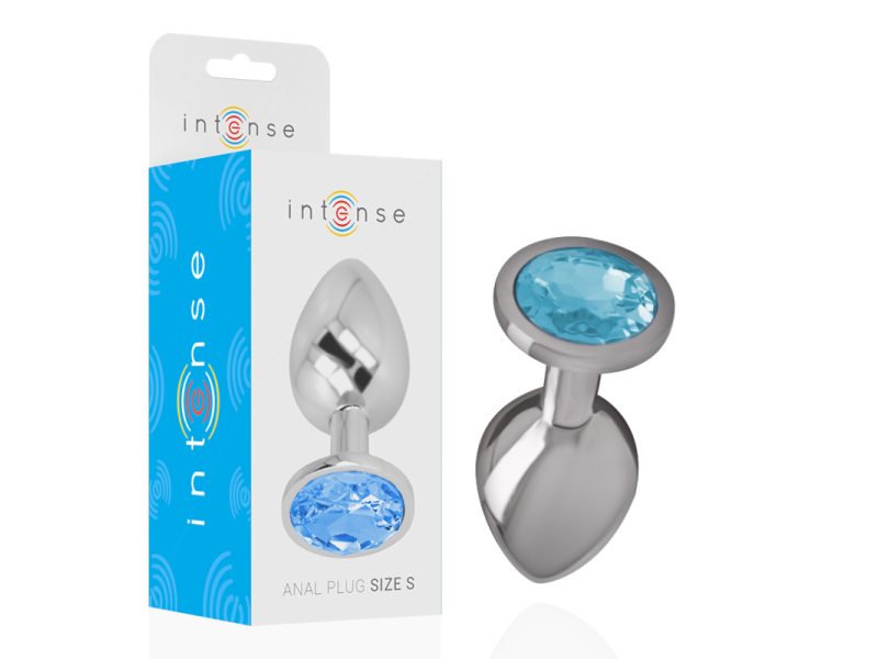 INTENSE - ALUMINUM METAL ANAL PLUG WITH BLUE CRYSTAL SIZE S