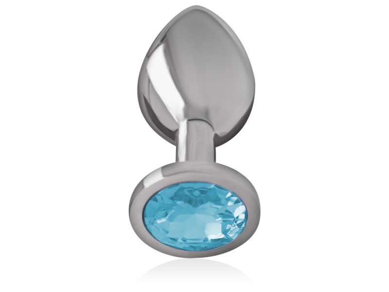 INTENSE - ALUMINUM METAL ANAL PLUG WITH BLUE CRYSTAL SIZE S