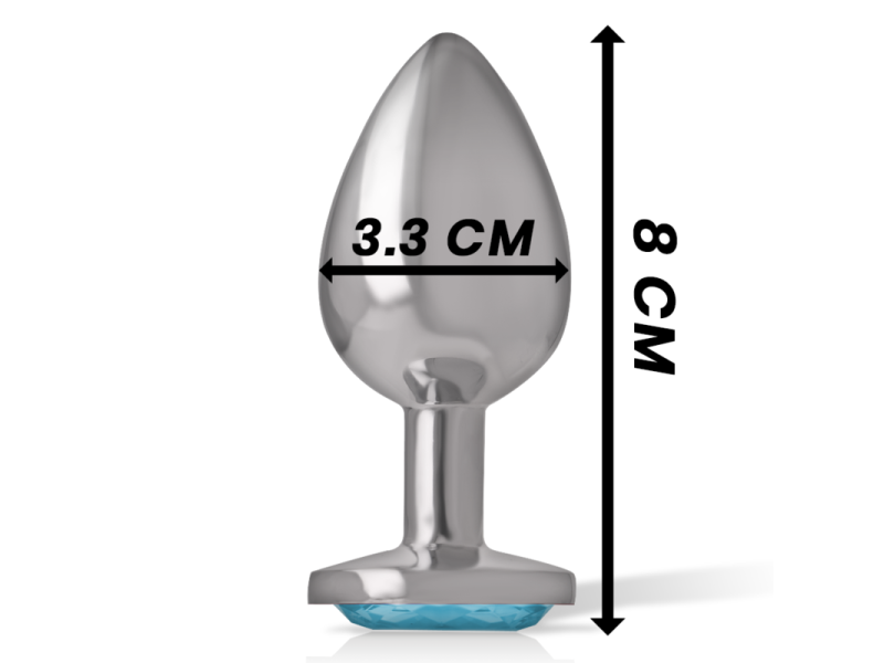 INTENSE - ALUMINUM METAL ANAL PLUG WITH BLUE GLASS SIZE M