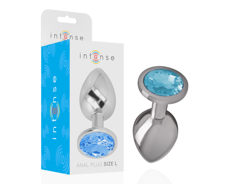 INTENSE - ALUMINUM METAL ANAL PLUG WITH BLUE CRYSTAL SIZE L