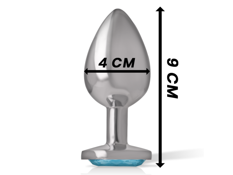 INTENSE - ALUMINUM METAL ANAL PLUG WITH BLUE CRYSTAL SIZE L