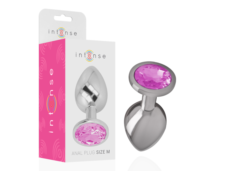 INTENSE - ALUMINUM METAL ANAL PLUG WITH PINK CRYSTAL SIZE M