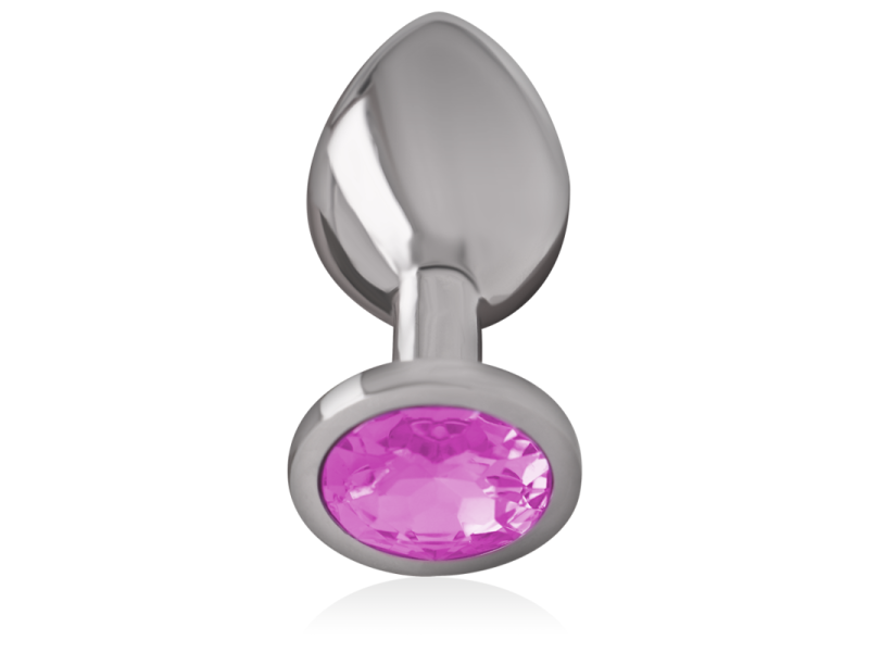 INTENSE - ALUMINUM METAL ANAL PLUG WITH PINK CRYSTAL SIZE M