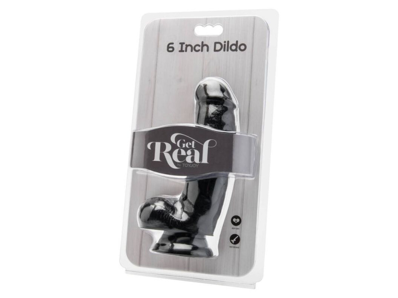 GET REAL - DILDO 12 CM WITH BALLS BLACK