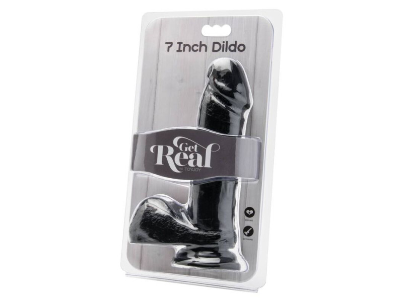 GET REAL - DILDO 18 CM WITH BALLS BLACK