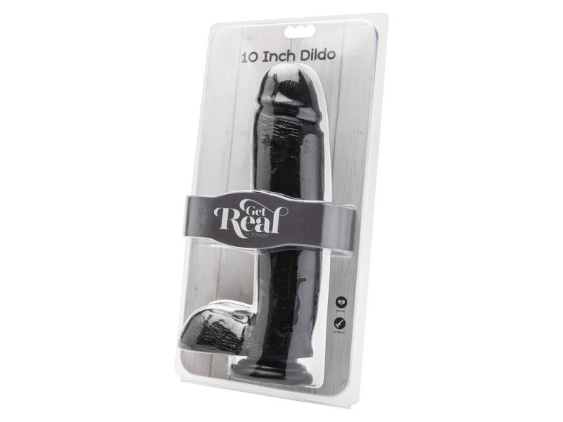 GET REAL - DILDO 25,5 CM WITH BALLS BLACK