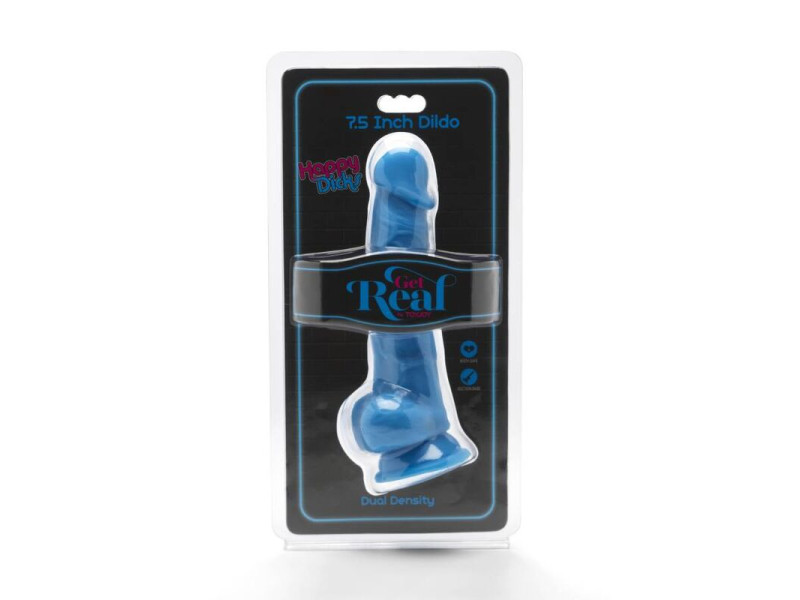 GET REAL - HAPPY DICKS 19 CM WITH BALLS BLUE