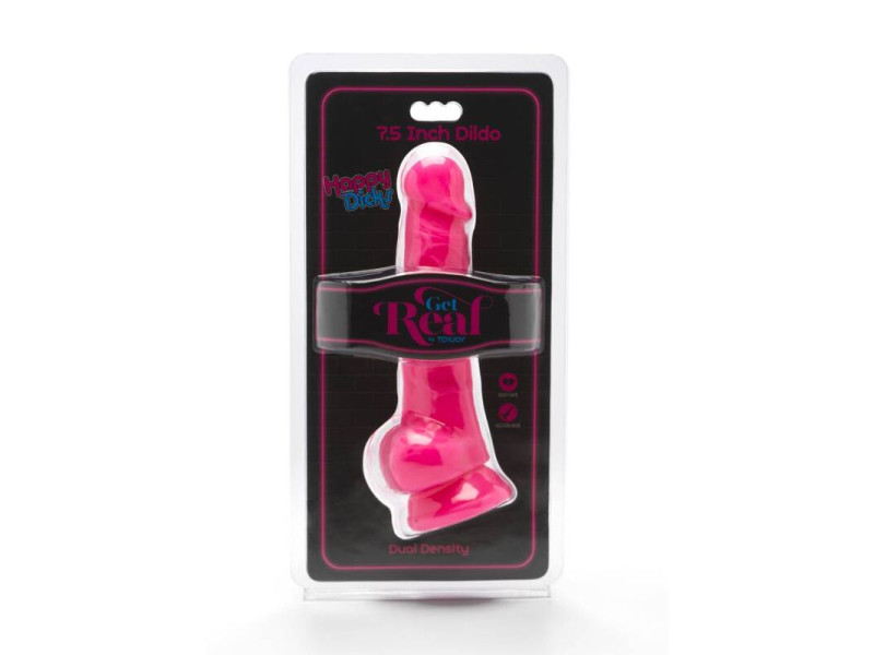 GET REAL - HAPPY DICKS 19 CM WITH BALLS PINK