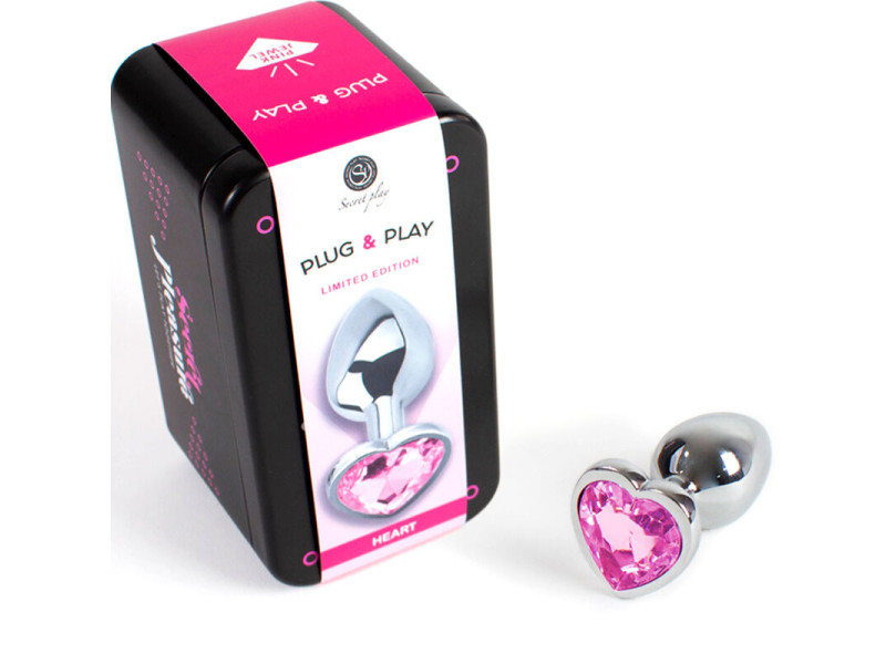 SECRETPLAY - METAL BUTT PLUG FUCHSIA HEART SMALL SIZE 7 CM