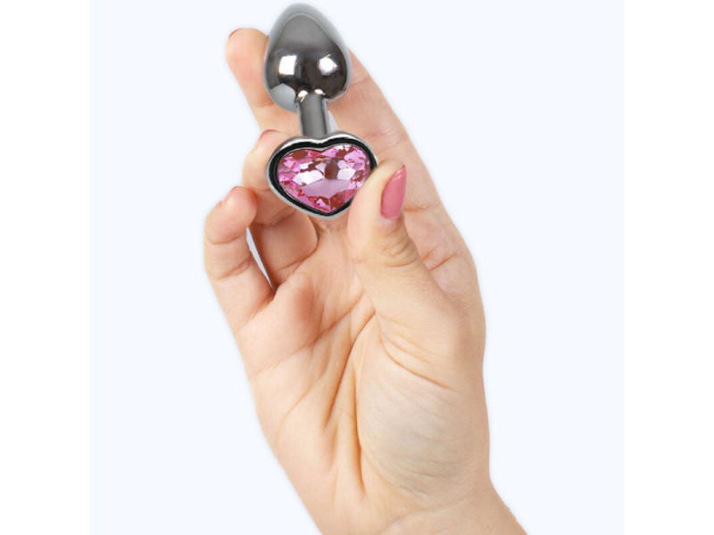 SECRETPLAY - METAL BUTT PLUG FUCHSIA HEART SMALL SIZE 7 CM