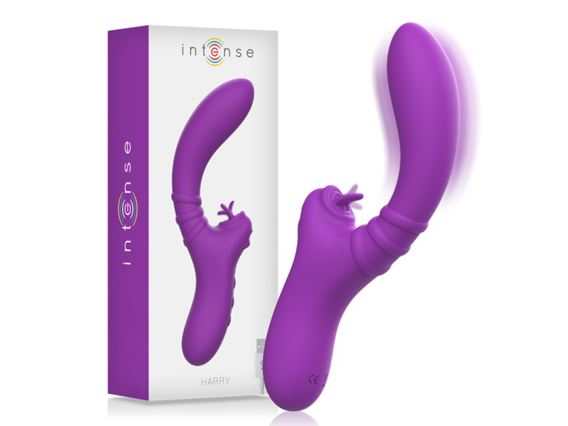 INTENSE - HARRY FLEXIBLE VIBRATOR WITH PURPLE TONGUE