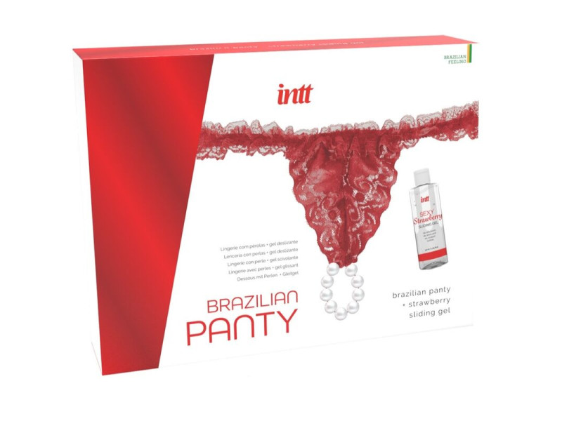 INTT RELEASES - BRAZILIAN RED PANTY WITH PEARLS AND LUBRICATING GEL 50 ML