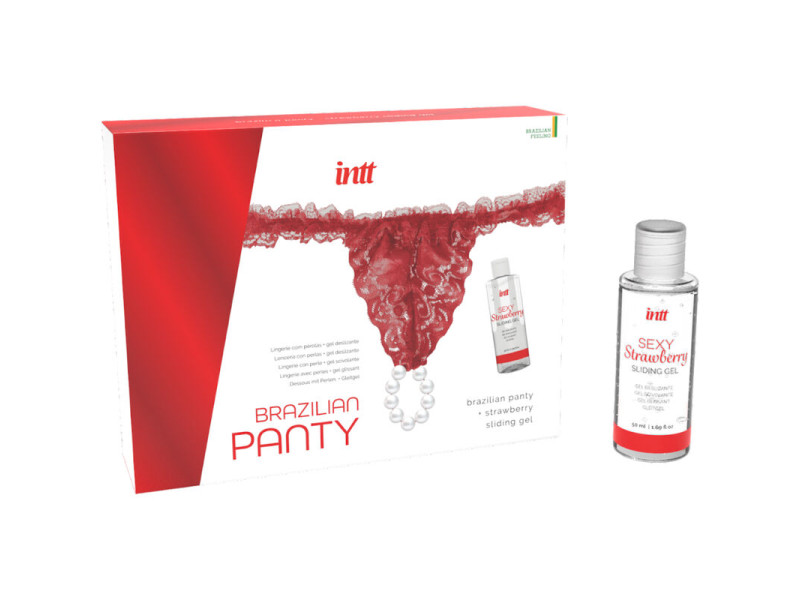 INTT RELEASES - BRAZILIAN RED PANTY WITH PEARLS AND LUBRICATING GEL 50 ML