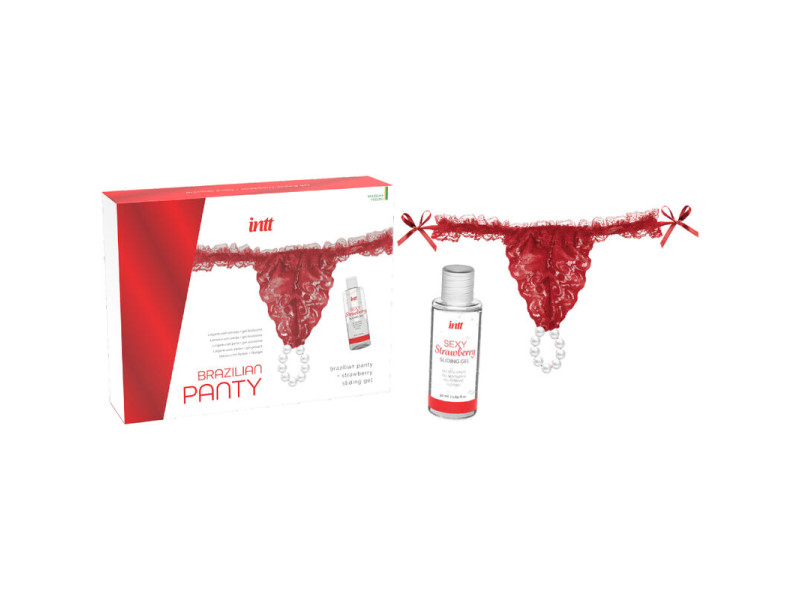 INTT RELEASES - BRAZILIAN RED PANTY WITH PEARLS AND LUBRICATING GEL 50 ML