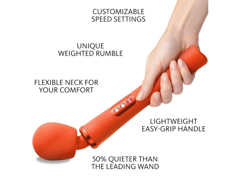 FUN FACTORY - VIM SILICONE RECHARGEABLE VIBRATING WEIGHTED RUMBLE WAND SUNRISE ORANGE