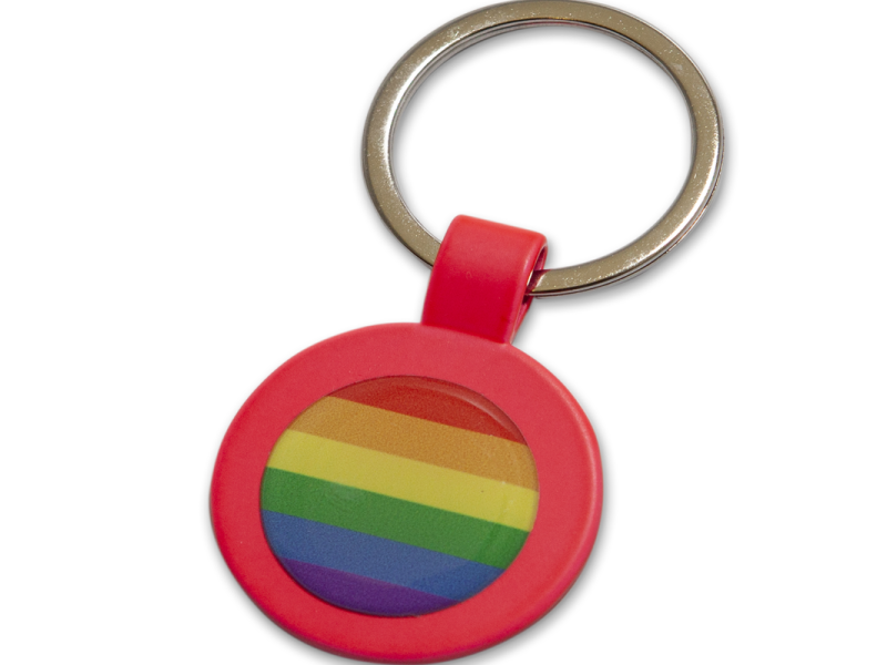 PRIDE - FUSCIA METAL KEYRING ROUND KEY RING WITH THE LGBT FLAG