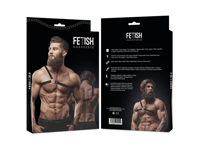 FETISH SUBMISSIVE - ATTITUDE MENS CROSSED SHOULDER ECO LEATHER HARNESS