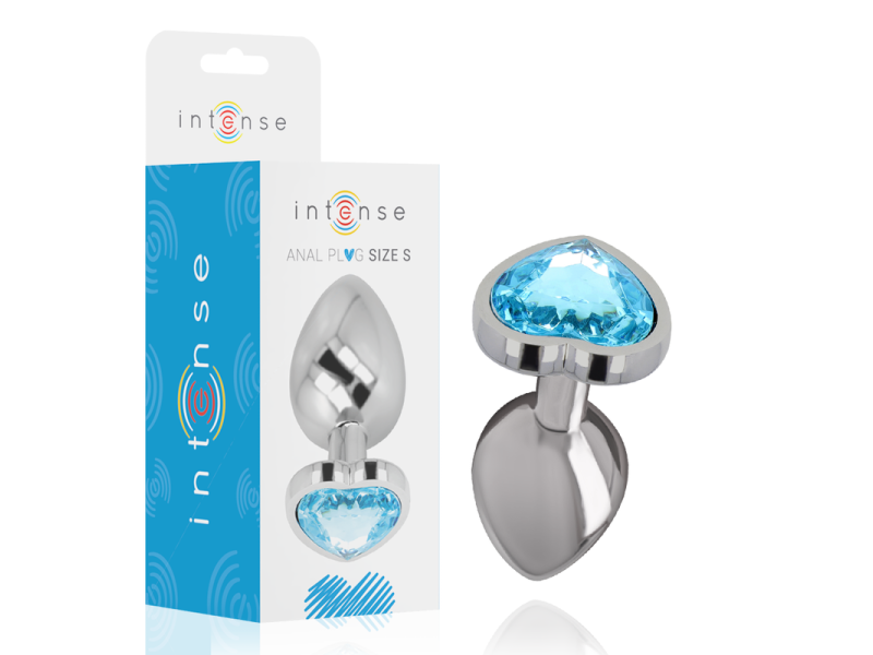 INTENSE - ALUMINUM METAL ANAL PLUG BLUE HEART SIZE S