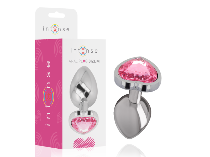 INTENSE - ALUMINUM METAL ANAL PLUG PINK HEART SIZE M