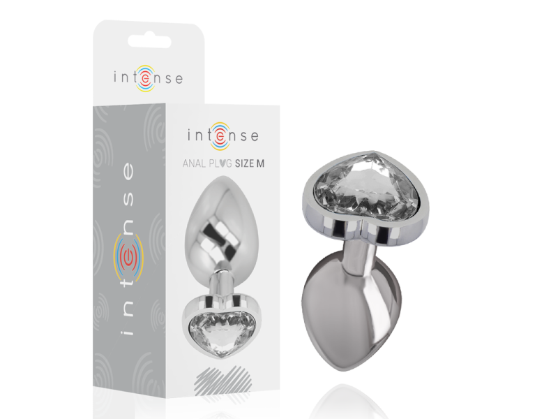 INTENSE - ALUMINUM METAL ANAL PLUG WHITE HEART SIZE M