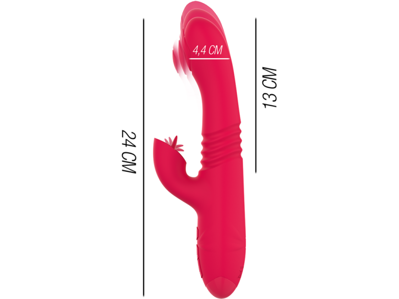 INTENSE - DUA MULTIFUNCTION RECHARGEABLE UP & DOWN VIBRATOR WITH RED TONGUE