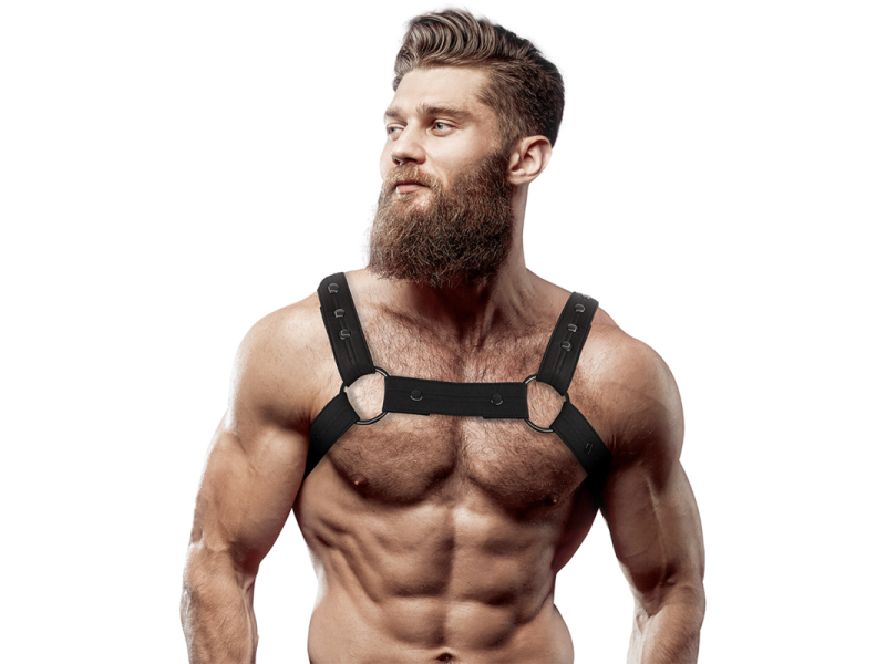 FETISH SUBMISSIVE ATTITUDE - ADJUSTABLE NEOPRENE CHEST SPORTS HARNESS FOR MEN