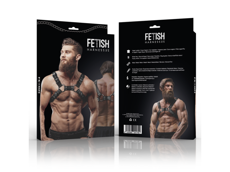 FETISH SUBMISSIVE ATTITUDE - MEN´S ADJUSTABLE ECO-LEATHER CHEST BULLDOG HARNESS