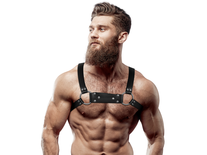 FETISH SUBMISSIVE ATTITUDE - MEN´S ECO-LEATHER BULLDOG CHEST HARNESS SIZE M/L