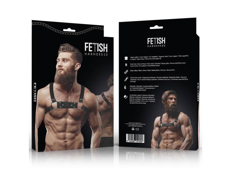 FETISH SUBMISSIVE ATTITUDE - MEN´S ECO-LEATHER BULLDOG CHEST HARNESS SIZE M/L