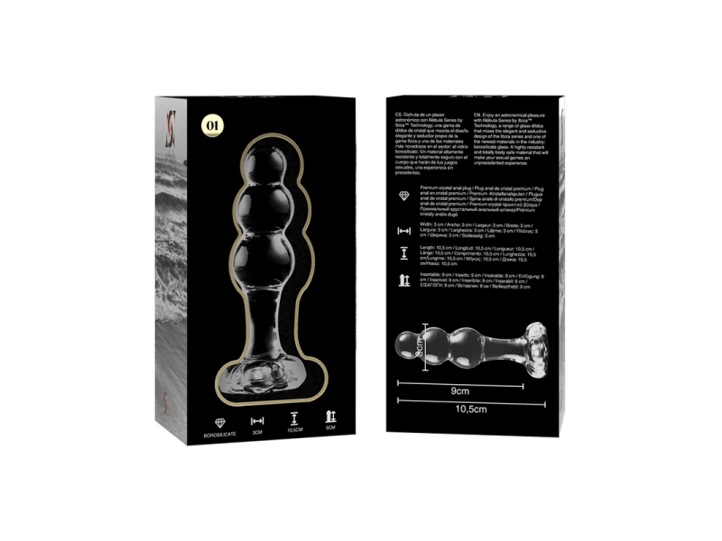 NEBULA SERIES BY IBIZA - MODEL 1 ANAL PLUG BOROSILICATE GLASS CLEAR 10.5 CM -O- 3 CM