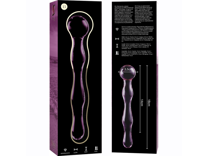NEBULA SERIES BY IBIZA - MODEL 13 DILDO BOROSILICATE GLASS PINK 18 CM -O- 3.5 CM