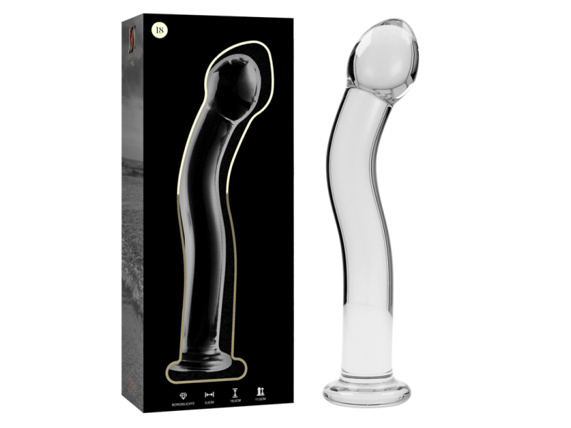 NEBULA SERIES BY IBIZA - MODEL 18 DILDO BOROSILICATE GLASS CLEAR 18.5 CM -O- 3.5 CM