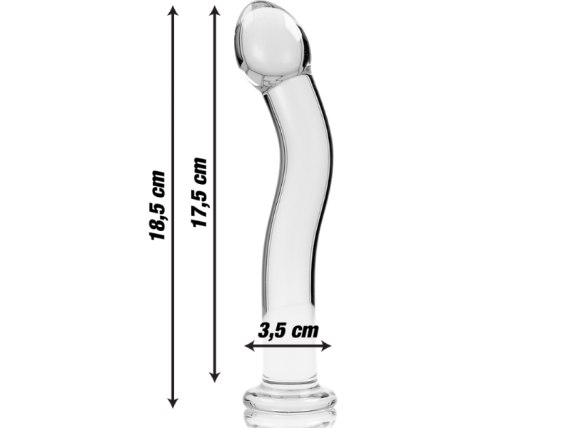 NEBULA SERIES BY IBIZA - MODEL 18 DILDO BOROSILICATE GLASS CLEAR 18.5 CM -O- 3.5 CM