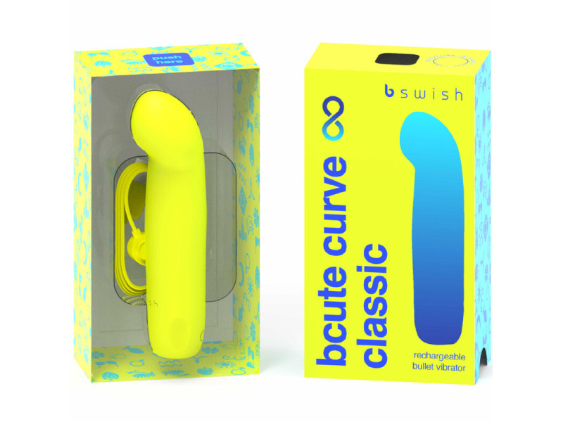 B SWISH - BCUTE CURVE INFINITE CLASSIC RECHARGEABLE SILICONE VIBRATOR YELLOW