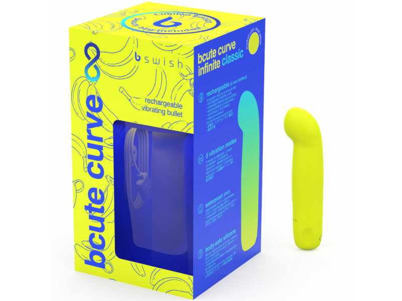 B SWISH - BCUTE CURVE INFINITE CLASSIC LIMITED EDITION RECHARGEABLE SILICONE VIBRATOR YELLOW