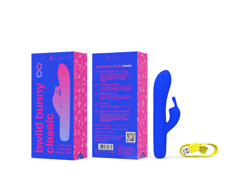 B SWISH - BWILD BUNNY INFINITE CLASSIC RECHARGEABLE VIBRATOR BLUE SILICONE