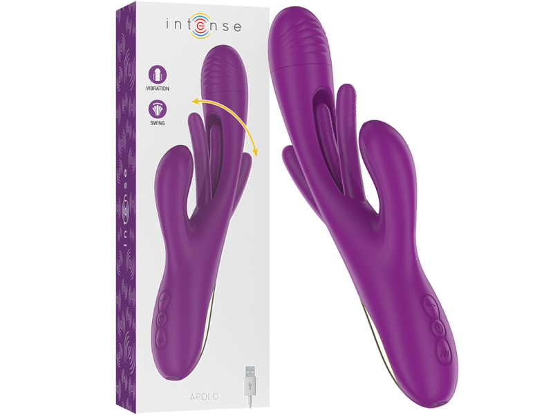 INTENSE - APOLO RECHARGEABLE MULTIFUNCTION VIBRATOR 7 VIBRATIONS WITH SWINGING MOTION PURPLE