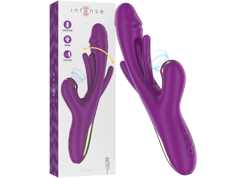 INTENSE - ATENEO RECHARGEABLE MULTIFUNCTION VIBRATOR 7 VIBRATIONS WITH SWINGING MOTION AND SUCKING PURPLE