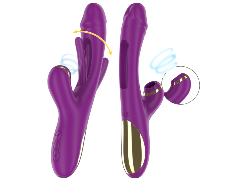 INTENSE - ATENEO RECHARGEABLE MULTIFUNCTION VIBRATOR 7 VIBRATIONS WITH SWINGING MOTION AND SUCKING PURPLE