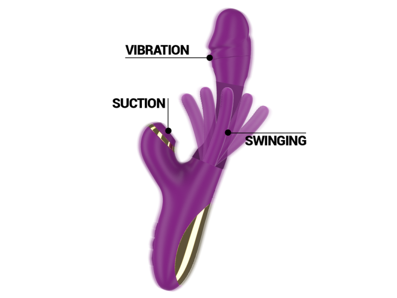 INTENSE - ATENEO RECHARGEABLE MULTIFUNCTION VIBRATOR 7 VIBRATIONS WITH SWINGING MOTION AND SUCKING PURPLE