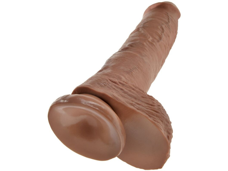 KING COCK - REALISTIC PENIS WITH BALLS 19.8 CM CARAMEL