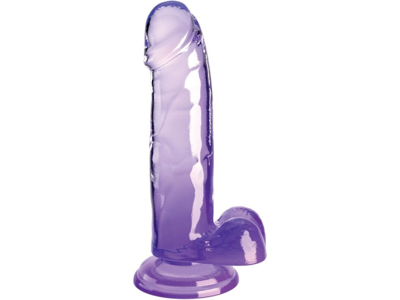 KING COCK - CLEAR REALISTIC PENIS WITH BALLS 15.2 CM PURPLE