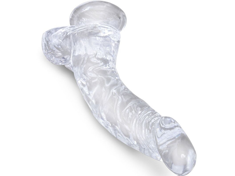 KING COCK - CLEAR REALISTIC CURVED PENIS WITH BALLS 16.5 CM TRANSPARENT