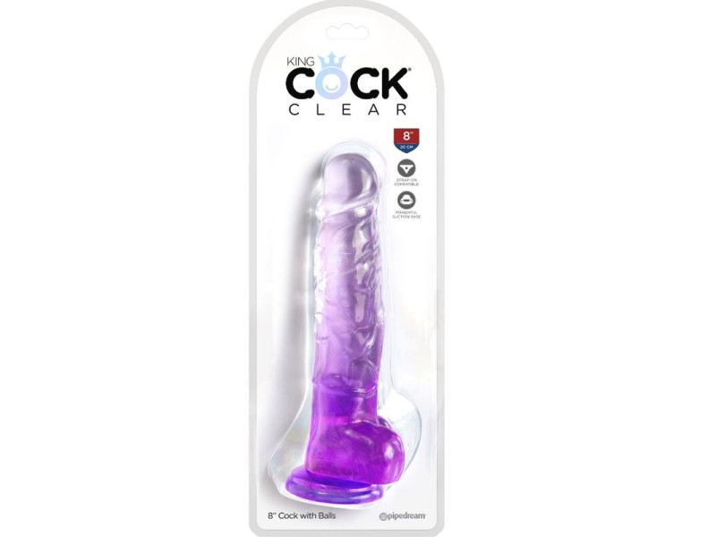 KING COCK - CLEAR REALISTIC PENIS WITH BALLS 16.5 CM PURPLE